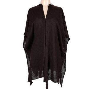 Eskandar Shawl Collar Jacket Wide Knit Open Poncho Linen One Size Brown Scotland